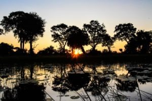 Botswana Kwapa Camp sunset sun