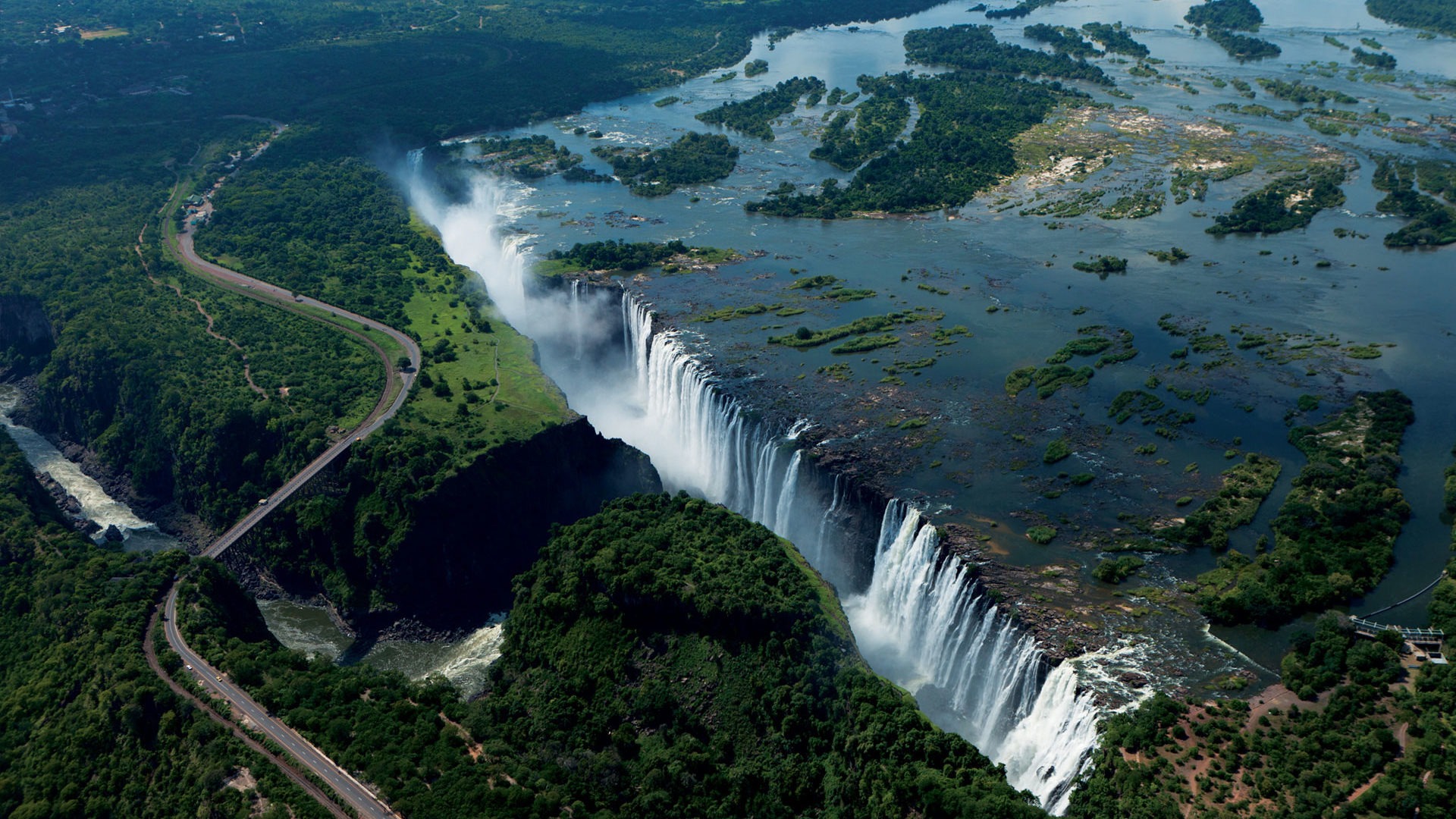 zambia and zimbabwe victoria falls aerial photo
