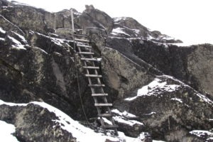 rwenzori trekking uganda ladder
