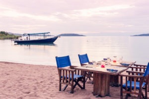 Lake Shore Lodge Lake Tanganyika Tanzania Dining at the waters edge