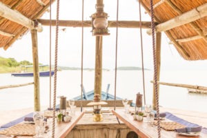 Lake Shore Lodge Lake Tanganyika Tanzania Dining in the boat restaurant