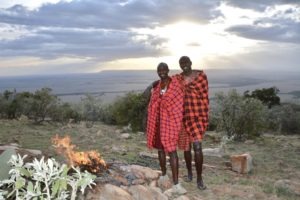 Saruni guides sundowner on Mount Kileleoni Saruni Wild Masai Mara Kenya