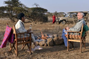 Satao Elerai Amboseli Kenya guests outside fire