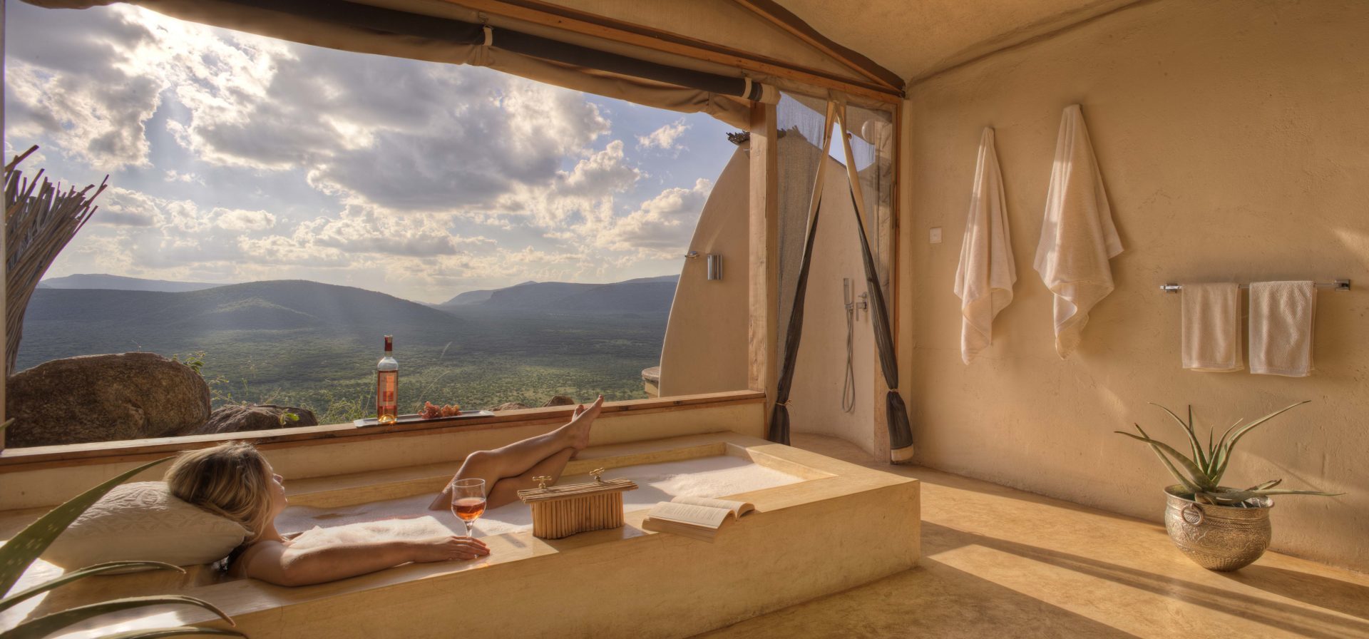 Villa 4 Bathroom with a view Saruni Samburu Kenya