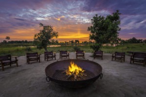 botswana okavango delta qorokwe camp fireplace