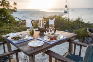 Tanzania Fanjove Island Dining table outside lighthouse